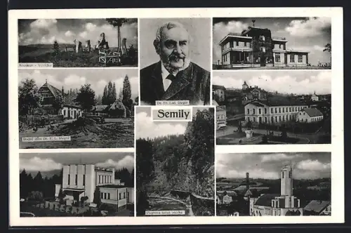 AK Semily, Riegrova turist. stezka, Kozákov Vyhlídka, Rodný dum Dr. F. L. Riegra