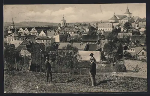 AK Jilemnice, Panorama mit Kirche