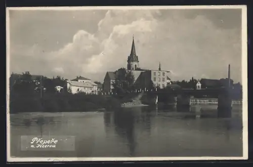 AK Prepere n. Jizerou, Panorama mit Kirche