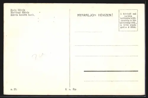 AK Héviz, M. kir. postás üdülö