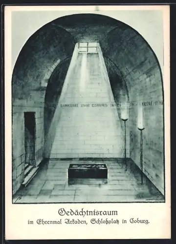 AK Coburg, Gedächtnisraum im Ehrenmal Arkaden, Schlossplatz