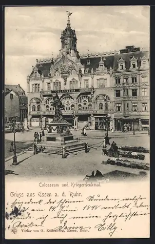 AK Essen a. d. Ruhr, Colosseum, Kriegerdenkmal