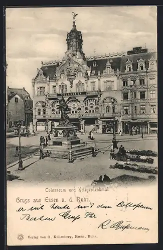 AK Essen a. d. Ruhr, Colosseum, Kriegerdenkmal