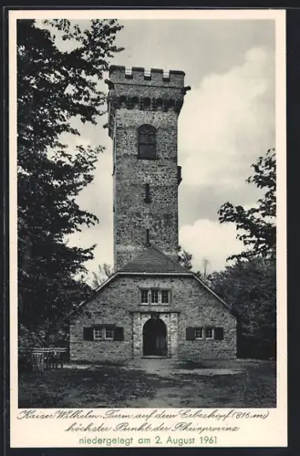 AK Erbeskopf, Kaiser-Wilhelm-Turm auf dem Erbeskopf, höchster Punkt der Rheinprovinz
