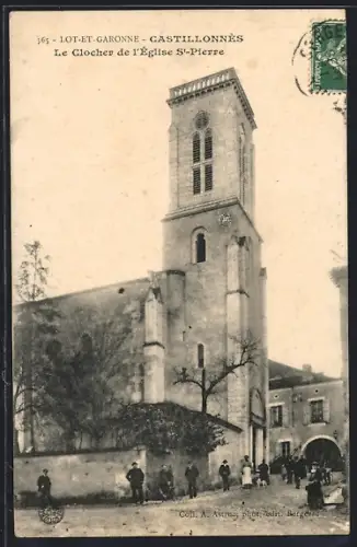 AK Castillonnès /Lot-et-Garonne, Le Clocher de l`Église St-Pierre
