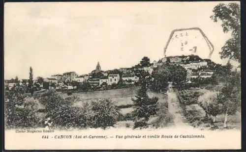 AK Cancon /Lot-et-Garonne, Vue générale et vieille Route de Castillonnès