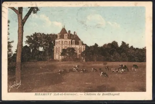 AK Miramont /Lot-et-Garonne, Château de Bouilhaguet et pâturage avec des vaches