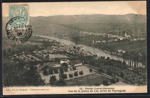 AK Penne /Lot-et-Garonne, Vue de la plaine du Lot, prise de Peyragude