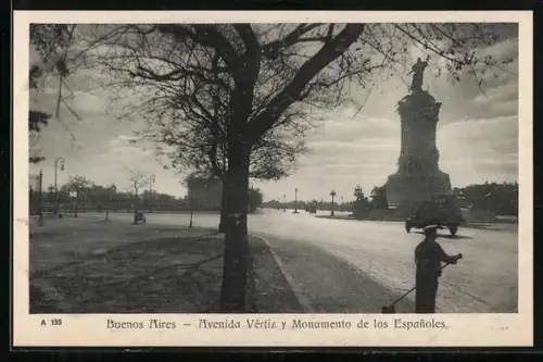 AK Buenos Aires, Avenida Vértiz y Monumento de los Espanoles