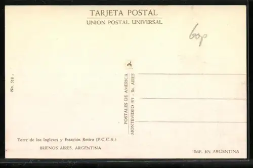 AK Buenos Aires, Torre de los Ingleses y Estacion Retiro (F. C. C. A.)
