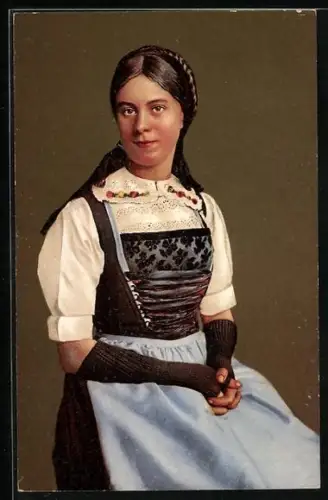 AK Zürich, Wehntalermädchen in Tracht