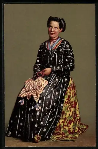 AK Glarus, Junge Frau in Tracht