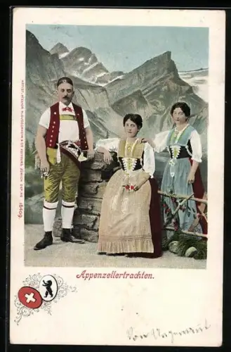 AK Gruppe in Appenzellertrachten, Wappen