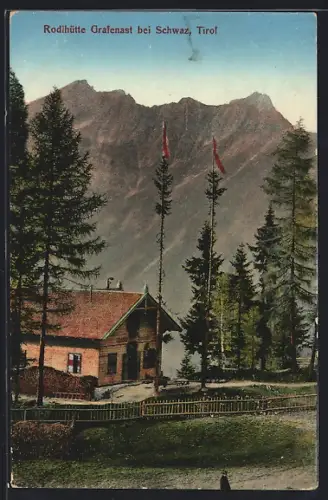 AK Schwaz, die Rodlhütte von Anton Hinterlechner auf dem Grafenast