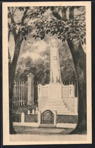 Künstler-AK Trumau /N.-Ö., Kriegerdenkmal 1914-1918
