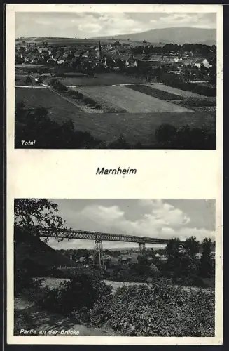 AK Marnheim, Partie an der Brücke, Totalansicht