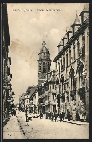AK Landau /Pfalz, Obere Markstrasse mit Geschäften