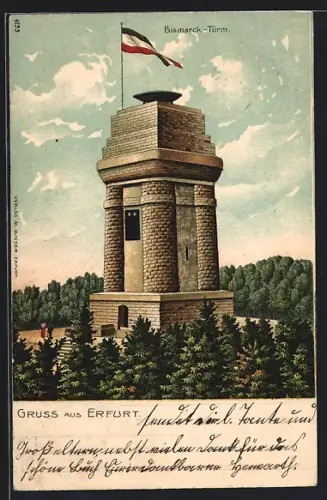 Lithographie Erfurt, Bismarck-Turm