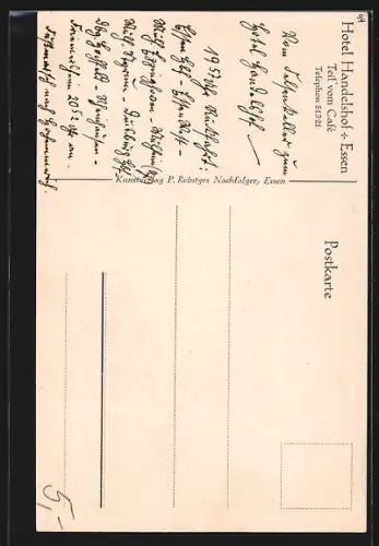 AK Essen, Hotel Handelshof, Innenansicht