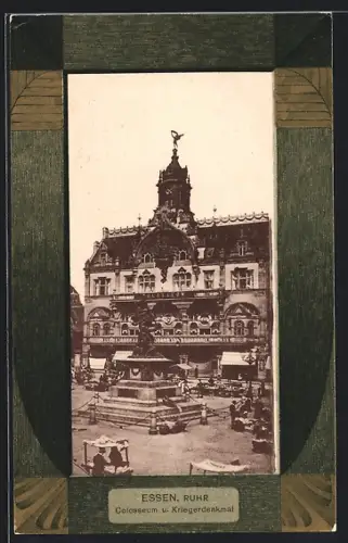 AK Essen, Colosseum u. Kriegerdenkmal