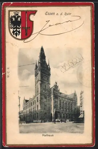 AK Essen a. d. Ruhr, Rathaus mit Wappen