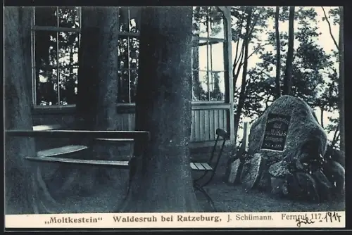 AK Ratzeburg, Gasthaus Waldesruh von J. Schümann, Moltkestein