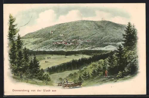 Künstler-AK Donnersberg / Königsstuhl, Teilansicht von der Guck aus