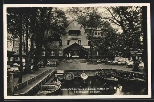 AK Leipe / Spreewald, Vorderansicht von Buchan`s Gasthaus