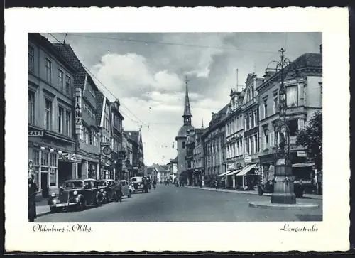 AK Oldenburg / Gr., Langestrasse mit parkenden Autos