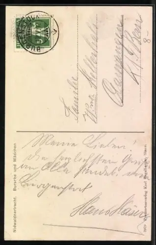 AK Schweiz, Mädchen und Bursche in Nidwaldnertracht