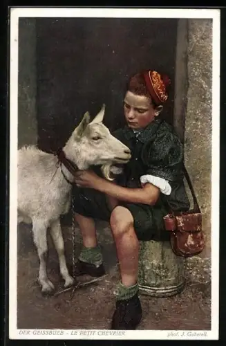 AK Schweizer Junge mit einer Ziege