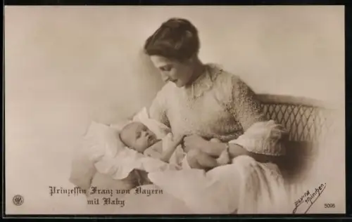 AK Prinzessin Franz von Bayern mit ihrem Baby