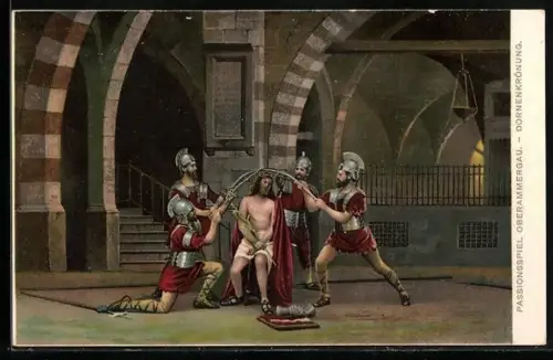 AK Oberammergau, Passionsspiel, Dornenkrönung