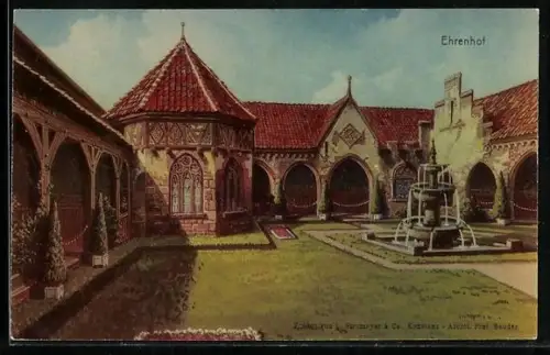 AK Hamburg, 16. Deutsches Bundesschiessen 1909, Blick in den Ehrenhof