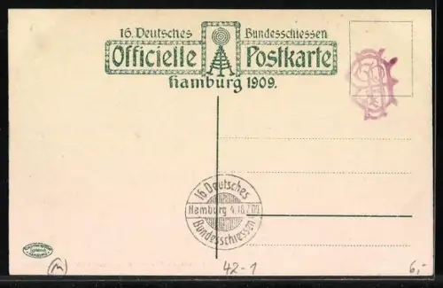 AK Hamburg, 16. Deutsches Bundesschiessen 1909, Blick in den Ehrenhof