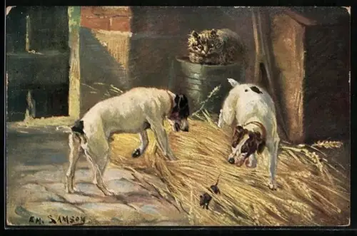 AK Jagdeinladung, Mäuse laufen vor Jagdhunde weg