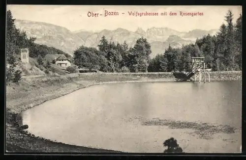 AK Bozen, Wolfsgrubensee mit dem Rosengarten