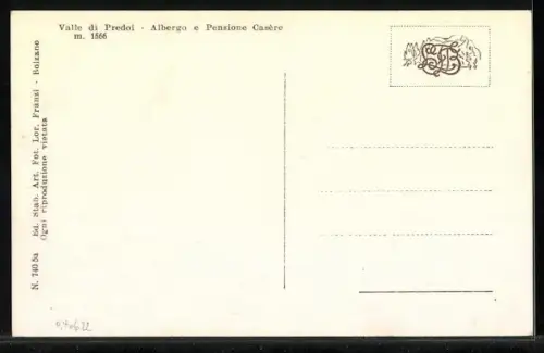 AK Predoi /Valle di Predoi, Albergo e Pensione Casere