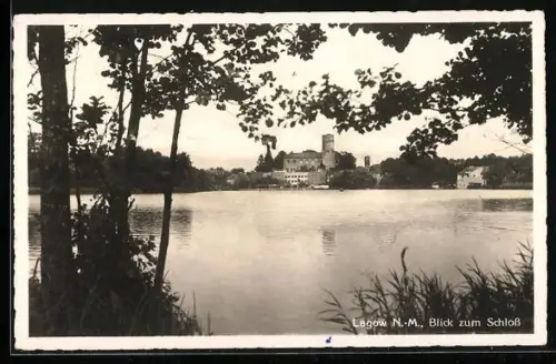 AK Lagow, Blick über den See zum Schloss