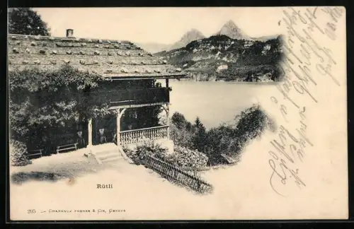 AK Rütli, am Haus mit Blick auf den See