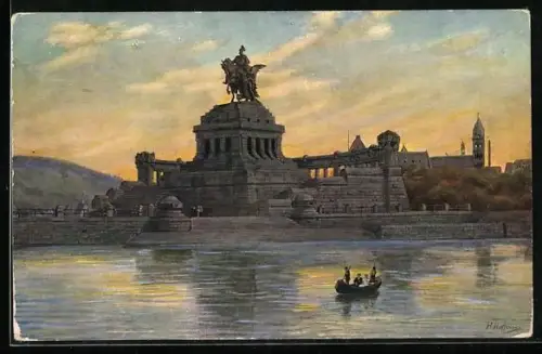 Künstler-AK H. Hoffmann: Koblenz, Das deutsche Eck