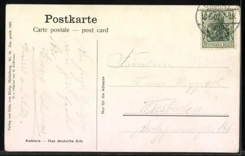Künstler-AK H. Hoffmann: Koblenz, Das deutsche Eck