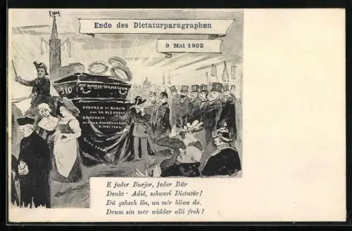 AK Menschen feiern das Ende des Diktaturparagraphen 1902