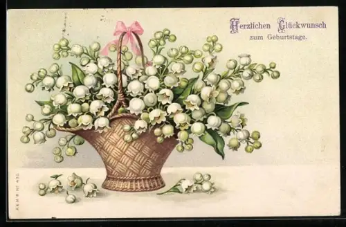 AK Maiglöckchen in einem Köbchen