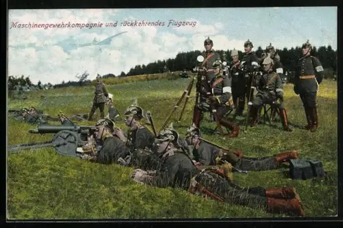 AK Maschinengewehrkompanie und rückkehrendes Flugzeug, Infanterie