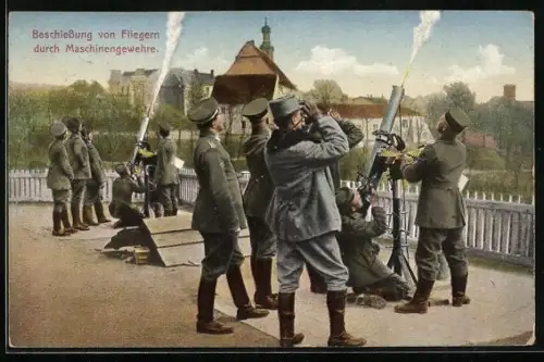 AK Beschiessung von Fliegern durch Maschienengewehre