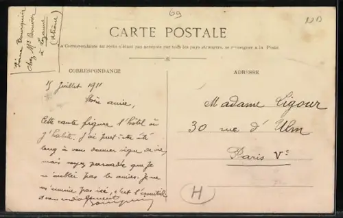 AK Lozanne, La Grande Rue, Hotel du Soleil levant Bail
