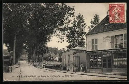 AK Crecy-en-Brie, Route de la Chapelle