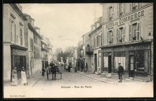 AK Ecouen, Rue de Paris, Strassenpartie