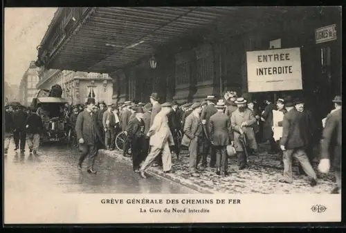 AK Streik der französischen Eisenbahner, Menschenmassen vor dem Gare du Nord